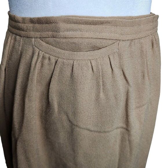 Vintage 80s Adrian Cartmell Wrap Skirt Womens Size XS Brown Beige Pockets Wool L - Picture 2 of 5